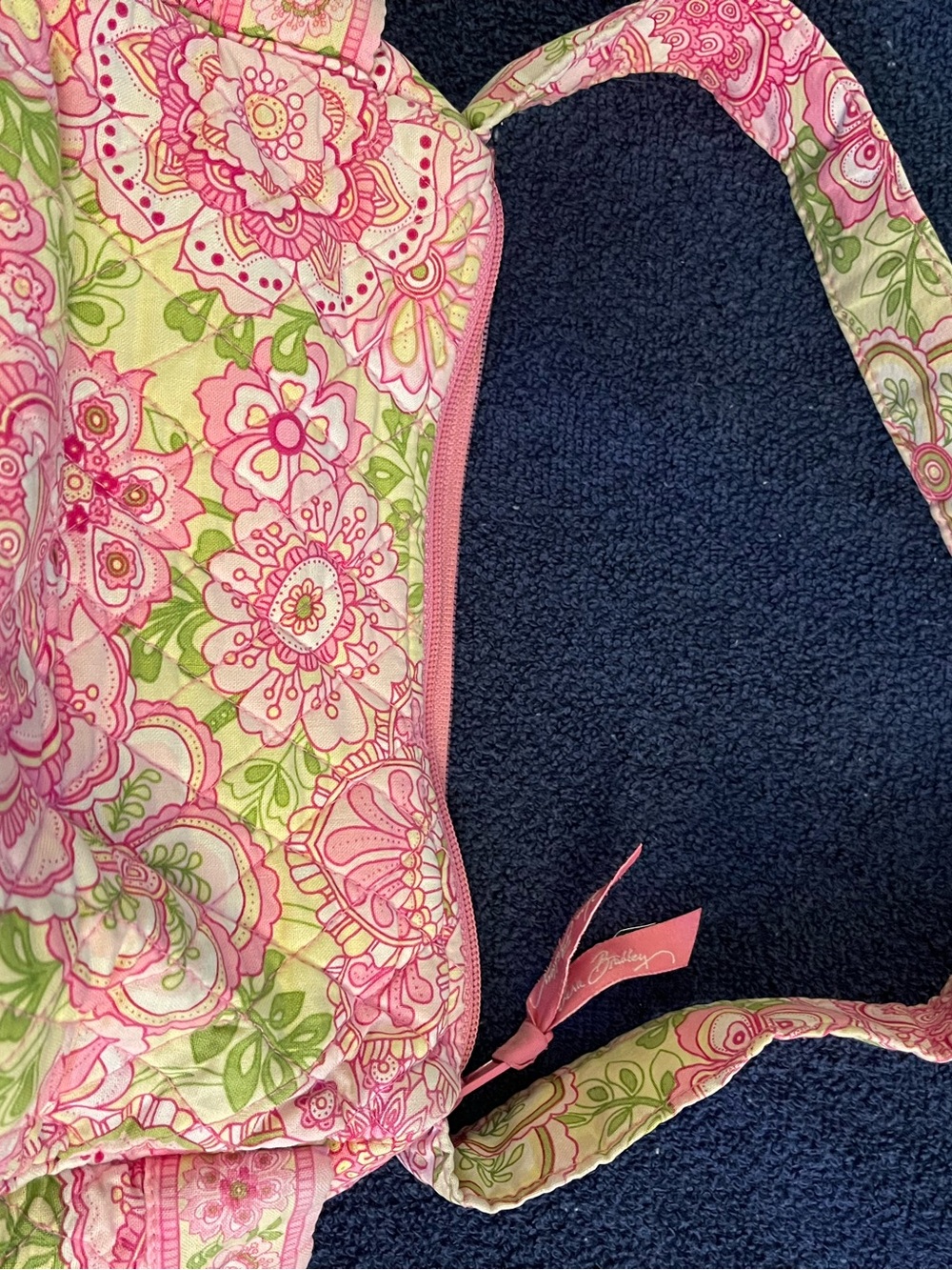 Vera Bradley Pink and Green Floral Quilted Handbag